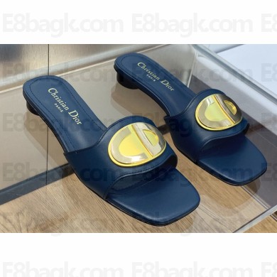 Dior Heel 1.5cm Forever Slides in Blue Calfskin 2024