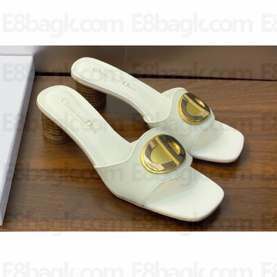 Dior Heel 4.5cm Forever Heeled Slides in White Calfskin 2024