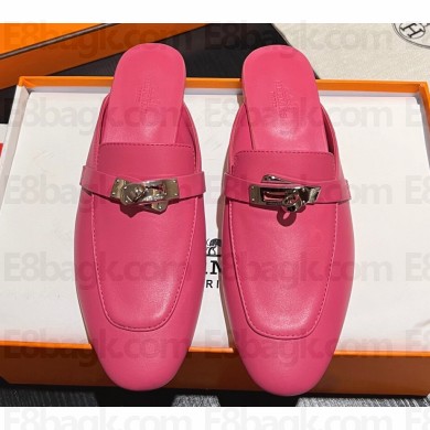 Hermes Oz mule in calfskin Fuchsia with iconic Kelly buckle