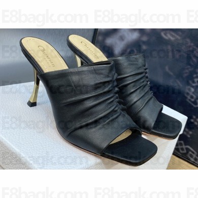 Dior Heel 7cm D-Fame Open-Toe Heeled Sandals in Calfskin Black 2024