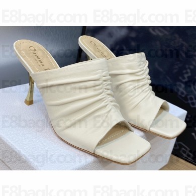 Dior Heel 7cm D-Fame Open-Toe Heeled Sandals in Calfskin White 2024