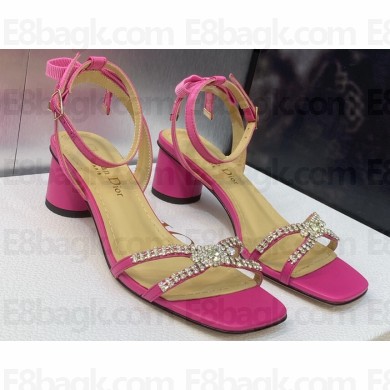 Dior Heel 3.5cm Sunset Heeled Sandals in Lambskin PInk and Silver-Tone Strass 2024