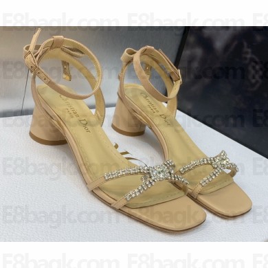 Dior Heel 3.5cm Sunset Heeled Sandals in Lambskin Beige and Silver-Tone Strass 2024