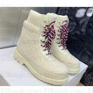 Dior D-Hike Ankle Boots in White Shearling and Calfskin 2024