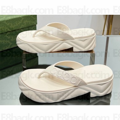 Gucci thong platform rubber sandals 746334 White 2024