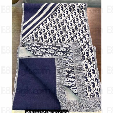 Dior Oblique Scarf in Blue Wool 33x200cm 2024