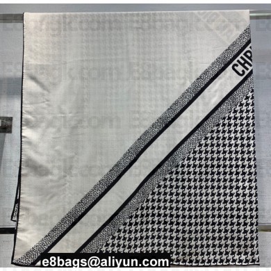 Dior Houndstooth Scarf in Cashmere and Silk 140x140cm 2024
