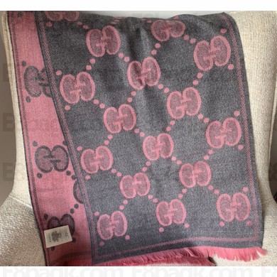 Gucci GG wool jacquard scarf 598993 45x195cm Pink 2024