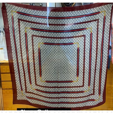 Gucci GG silk wool shawl with Web 756936 140x140cm Red 2024
