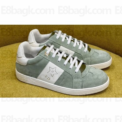 Dior Star Sneakers in Pastel Peyote Green Suede Calfskin and White Calfskin 2024