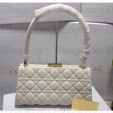 Dior Top Handle Bag in White Cannage Lambskin 2024