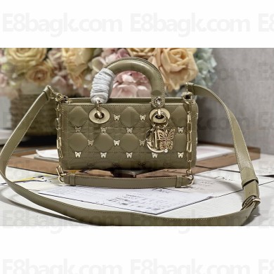 Dior Small Lady D-Joy Bag in Apricot Cannage Lambskin with Gold-Finish Butterfly Studs 2024