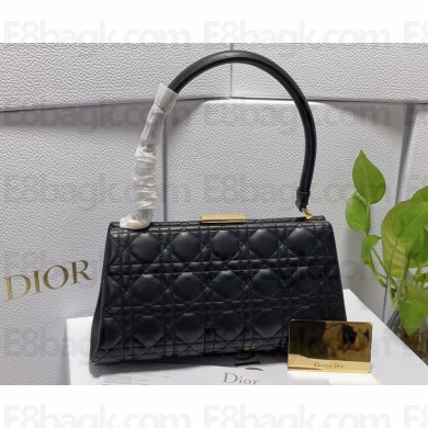 Dior Top Handle Bag in Black Cannage Lambskin 2024