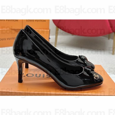 Louis Vuitton Stiletto Heel Pumps in Patent Leather Black with Bow Knot