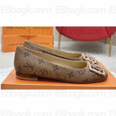 Louis Vuitton Monogram Canvas Madeleine Flat Ballerinas Brown with Dauphine LV Initials