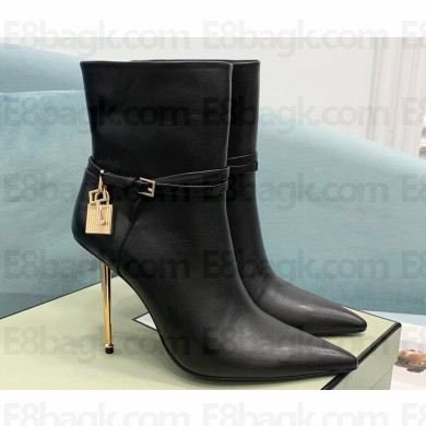 Tom Ford Heel 10.5cm Leather Padlock Ankle Boots Black 2024