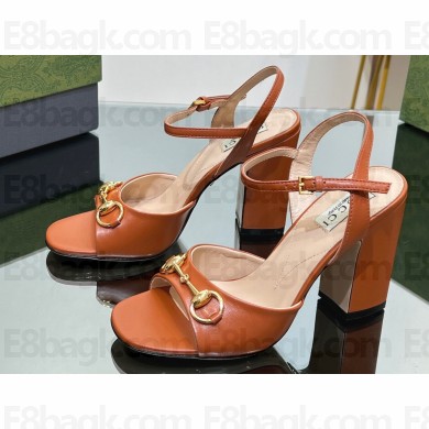 Gucci Heel 9cm Women's Horsebit sandals 771600 leather Brown 2024