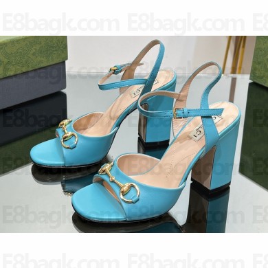 Gucci Heel 9cm Women's Horsebit sandals 771600 leather Blue 2024