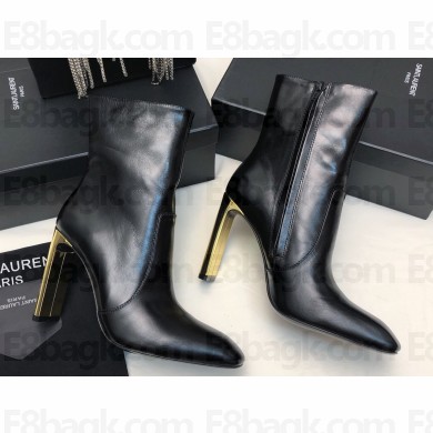 Saint Laurent auteuil booties in glazed leather 755201 Black 2024