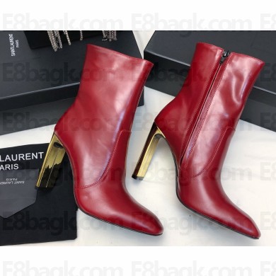 Saint Laurent auteuil booties in glazed leather 755201 Red 2024