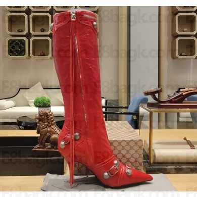 Balenciaga Heel 9cm Cagole Boots in Arena lambskin Red