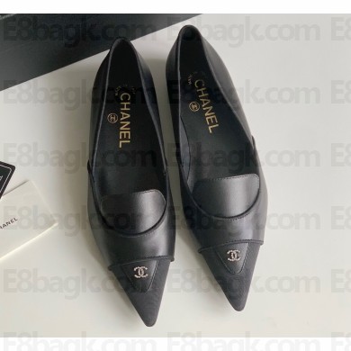 Chanel Crystal CC Logo Vintage Ballet Flats in Lambskin Black 2024