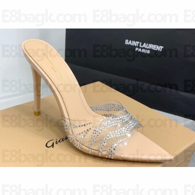 Gianvito Rossi Heel 6.5cm/8.5cm/10.5cm Elle Zebra Leather and PVC Mules Beige 2024