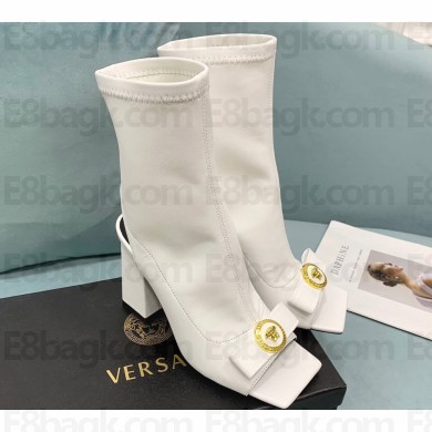 Versace Heel 10.5cm Gianni Ribbon Ankle Boots Leather White 2024