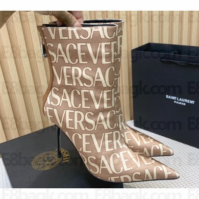Versace Heel 11cm Allover Ankle Boots Beige 2024