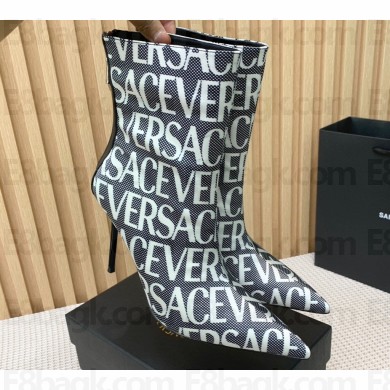 Versace Heel 11cm Allover Ankle Boots Black 2024