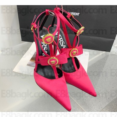 Versace Heel 10.5cm Gianni Ribbon Cage Satin Pumps Fuchsia 2024