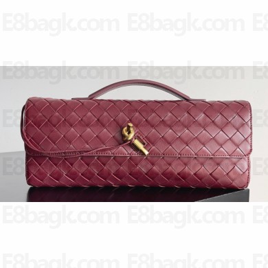 Bottega Veneta Long Clutch Andiamo With Handle Intrecciato leather bag BAROLO with metallic knot closure 2024