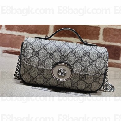 Gucci Petite GG Super mini bag 760194 Beige and ebony GG Supreme canvas