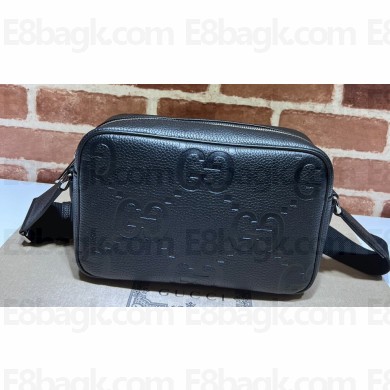 Gucci Jumbo GG Leather medium messenger bag 766946 Black