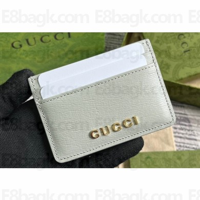 Gucci Card case with Gucci script 773428 leather Light Gray 2024