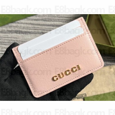 Gucci Card case with Gucci script 773428 leather Light Pink 2024