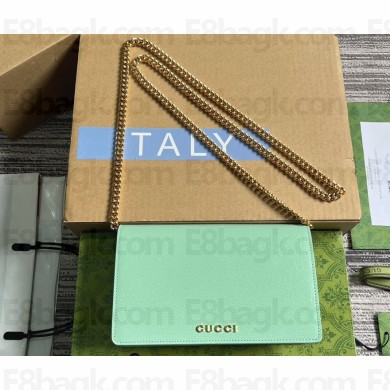 Gucci Chain wallet with Gucci script 772643 leather Pale Green 2024