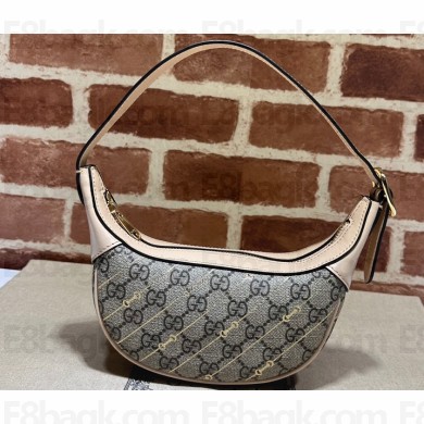 Gucci Ophidia mini bag with Horsebit print 774336 GG canvas and Light pink leather trim 2024