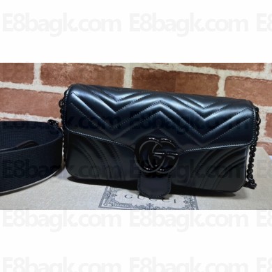 Gucci GG Marmont shoulder bag 734814 leather Black with Brass hardware 2024