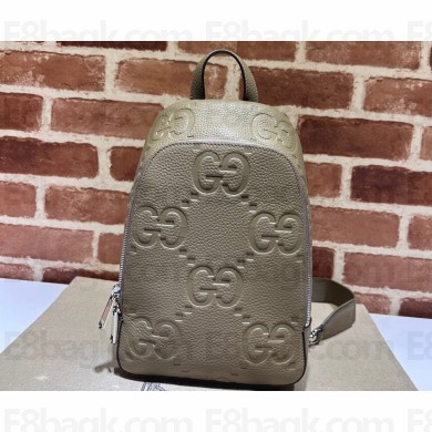 Gucci Jumbo GG Leather crossbody bag 766937 Gray