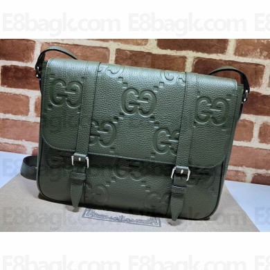 Gucci Jumbo GG Leather medium messenger bag 760234 Green