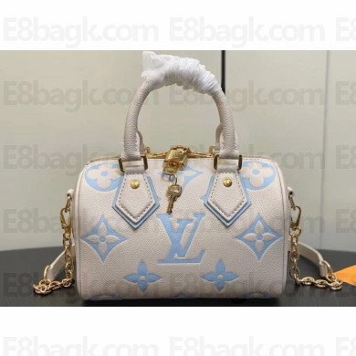 Louis Vuitton Monogram Empreinte leather Speedy Bandoulière 20 Bag M46397 creamy/Blue 2024