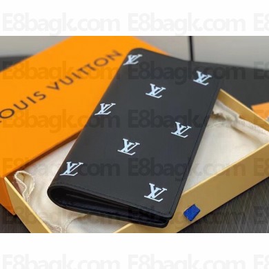 Louis Vuitton Leather Brazza Wallet LV Blason M83190 Black