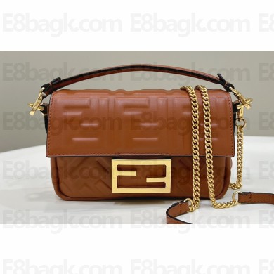 Fendi Nappa Leather Mini Baguette bag Brown