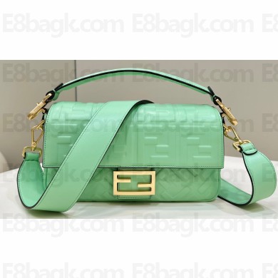 Fendi Nappa Leather Medium Baguette Bag Light Green