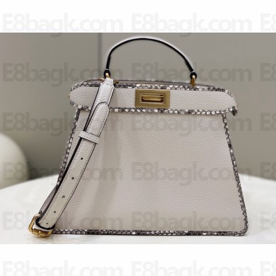 Fendi Peekaboo ISEEU Small Bag White Calfskin/Python Edge