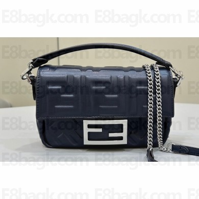 Fendi Nappa Leather Mini Baguette bag Midnight blue