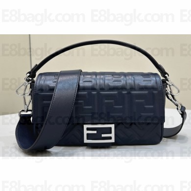 Fendi Nappa Leather Medium Baguette Bag Midnight blue