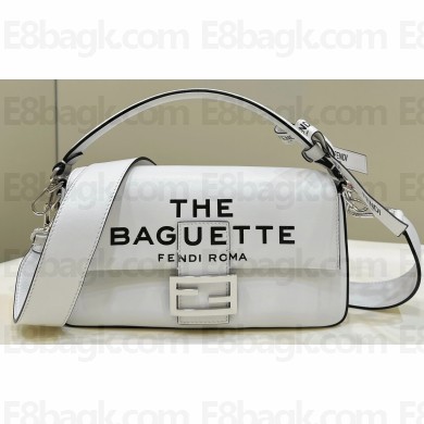 Fendi by Marc Jacobs Medium Baguette Bag in Print Leather White 2024