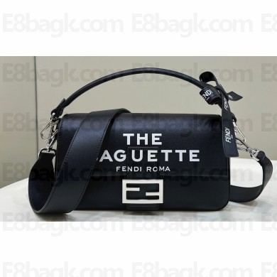 Fendi by Marc Jacobs Medium Baguette Bag in Print Leather Black 2024